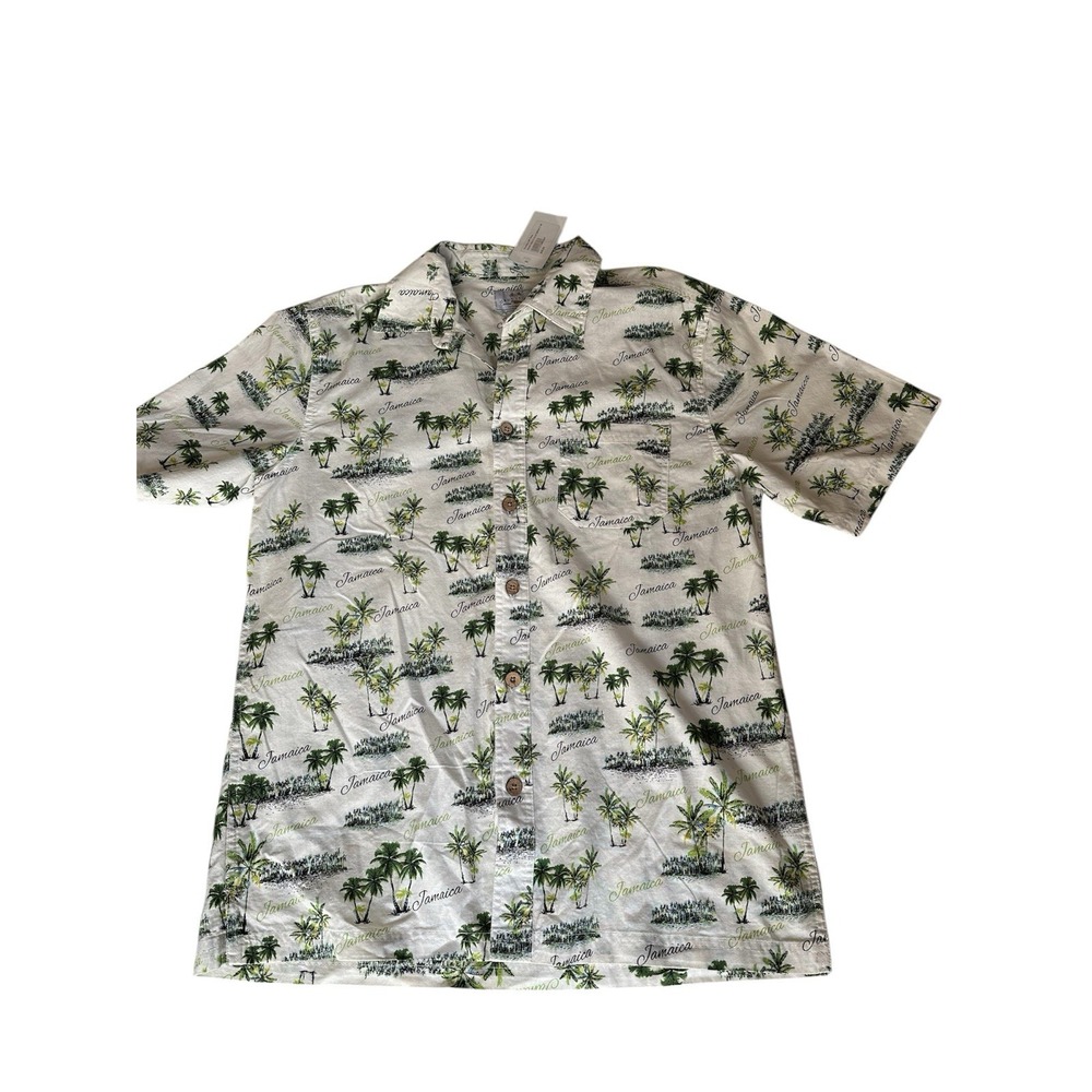 Groovy Bay men's Jamaica cotton Button Up shirt palm trees sz M , NWT